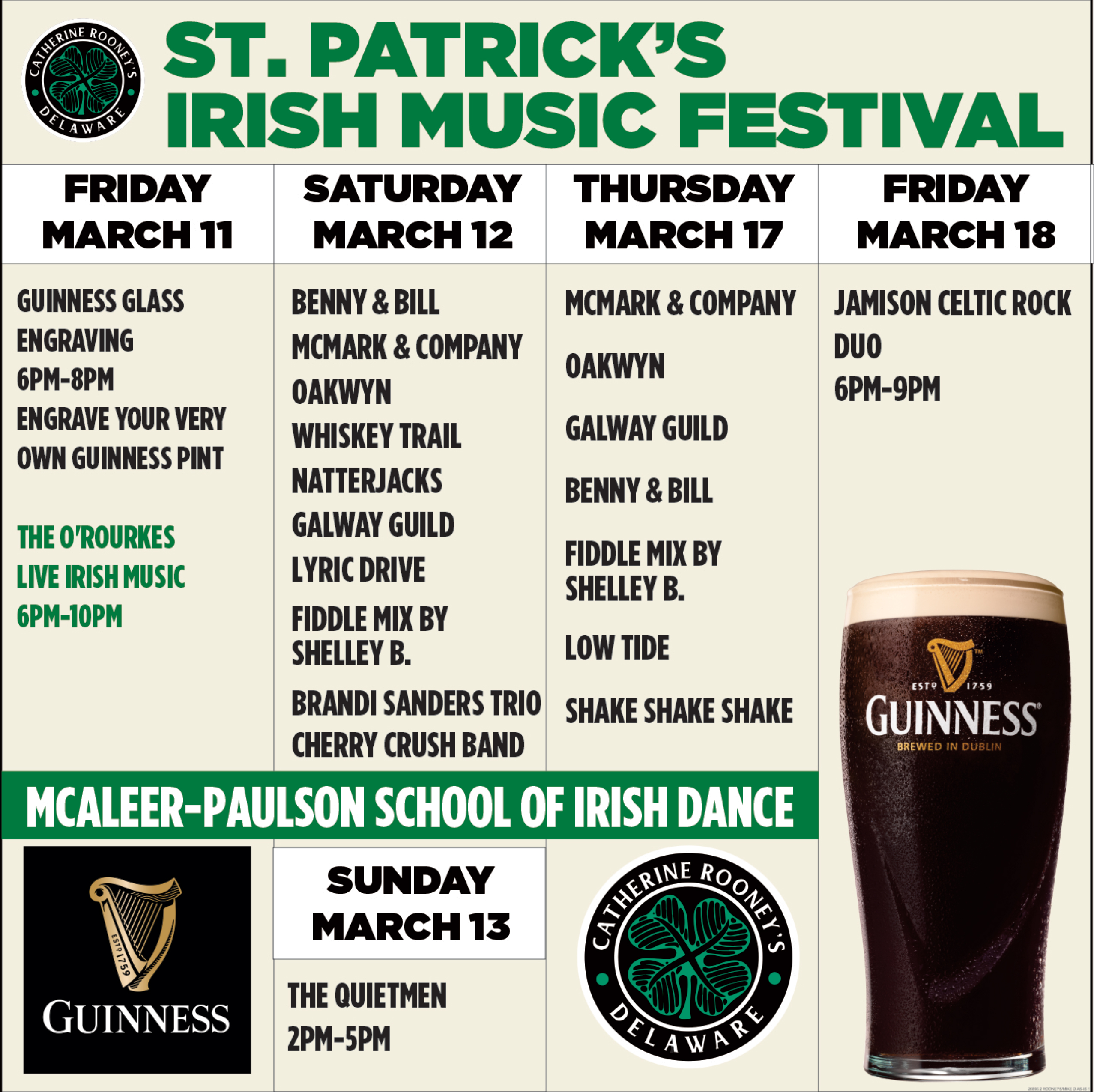 St.Patrick's Irish Music Festival Sunday, Mar 13, 2022 from 200pm to